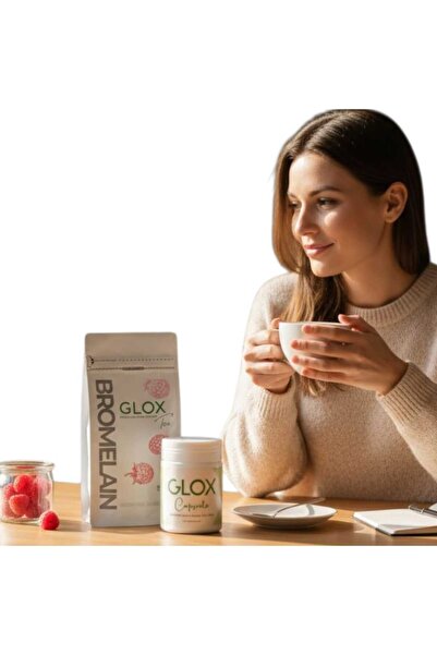 Glox Tea Gloxtea ve Glox Kapsül Bromelain Içeren Bitkisel Detox 2l i paket