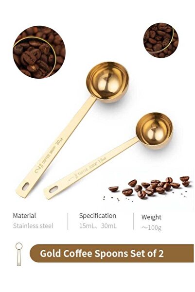 Generic Gold Coffee Spoons Set of 2 – Premium Stainless Steel with 15ml & 30m...