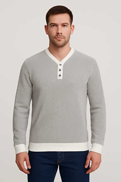 ANATOLIAOILS Men's sweater with V-neck and buttons - elegant design