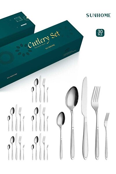 Generic SUNHOME 30-Piece Stainless Steel Cutlery Set Kitchen Utensil Set West...