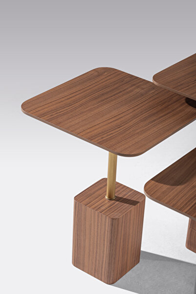 CAVARİOR MOBİLYA Doğal Ahşap 3'lü Zigon Sehpa Takımı