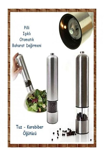 Özasya AVM Pilli Işıklı Karabiber Tuzluk Değirmeni Otomatik Baharat Öğütücü B...