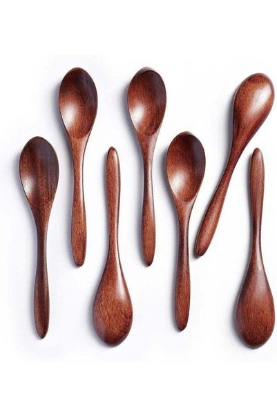 Generic 7 PCS Small Wooden Spoons, 5.78 Inch honey spoons for Tea, Smooth Woo...