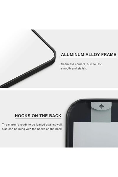 OEM Koonmi full-length mirror, 163x53 cm, with wall or floor stand, aluminum frame, black