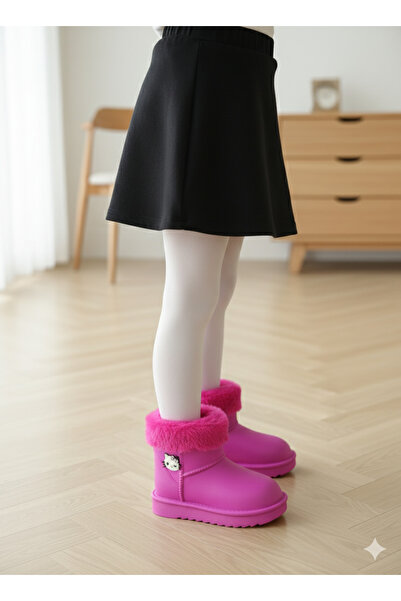 patik ayakkabı cizme de ploaie pentru fetiță cu blană în interior, foarte ușoare