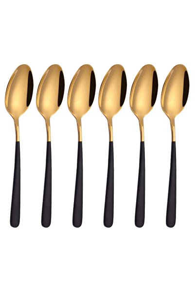 Generic TD HOME 6-Piece Mirror Finish Table Spoon Set Gold/Black