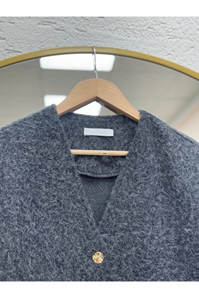 BENAHOLL Eara Double Pocket Gold Button Mango Cashmere Jacket-Bn4541 Anthracite