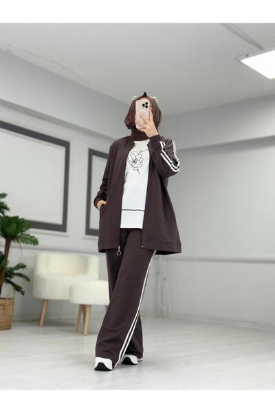 Butik Kardelen Camelya Triple Suit 10720 Coffee