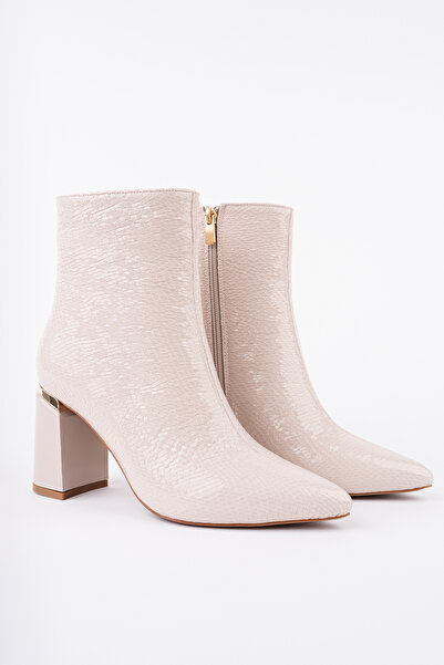 Women Lay-z Γυναικείες μπότες με τακούνι με σχέδιο φιδιού με επιδερμίδα λουστρίνι με τακούνι πάχους 8,5 εκ. Κομψό, μοντέρνο σχέδιο