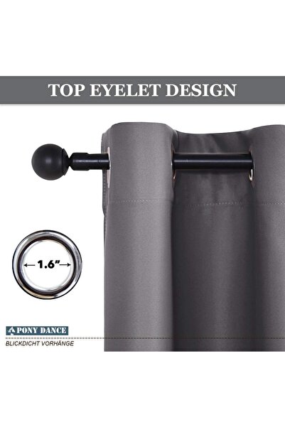 OEM PONY DANCE Opaque Curtain, with Rings, Polyester, 200 x 250 cm, Gray