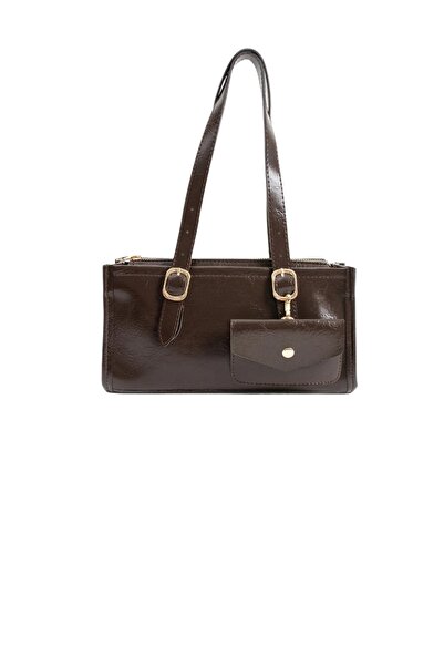Eylül Bitter Brown Wallet Detailed Women's Shoulder Bag
