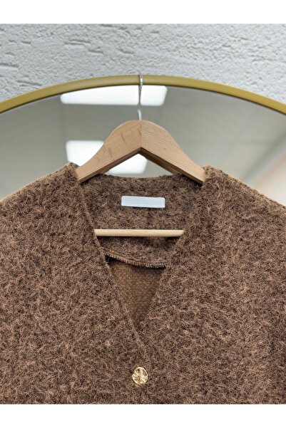 BENAHOLL Μπουφάν Eara με διπλή τσέπη με χρυσά κουμπιά Mango Cashmere-BN4541 Καφέ