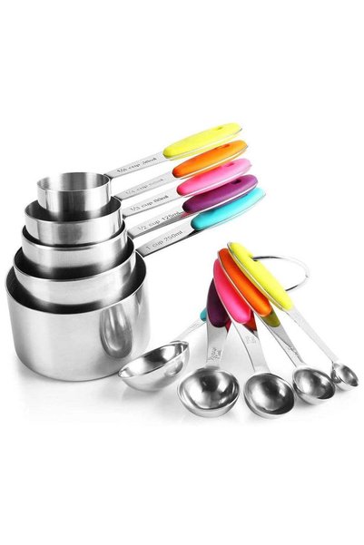 Generic 10 PCS Measuring Cups and Spoons Set Stainless Steel Stackable for Dr...