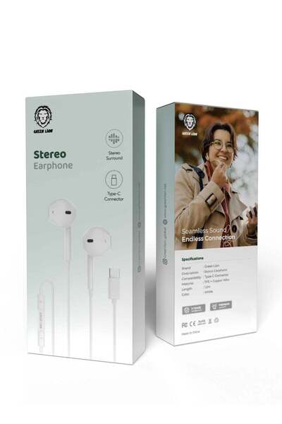 Green Lion سماعات أذن ستيريو محيطية سلكية مع موصل من النوع C - أبيض