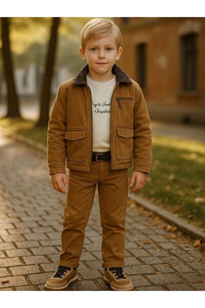 Zekids Boys' Soft Textured Belted Canvas Pants