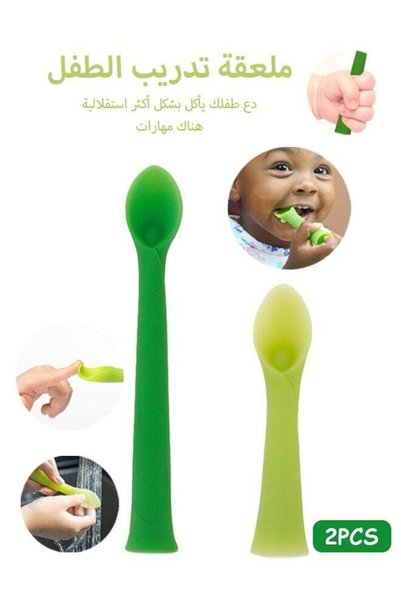Generic 2 Pcs Silicone Feeding Spoons, Silicone Soft Tip Training Spoon Babie...