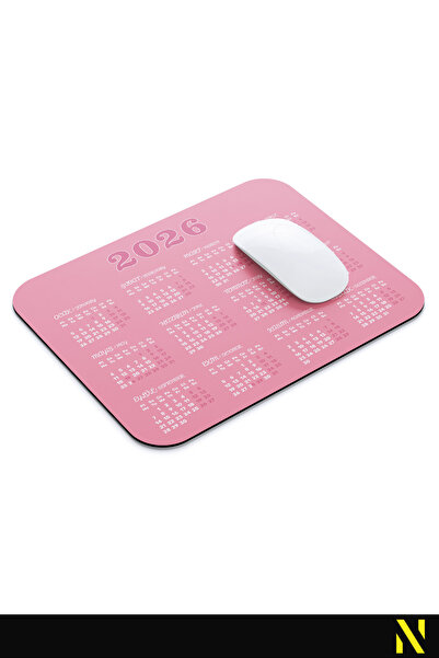 nilizma Mousepad ergonomic roz cu calendar 2026, ideal pentru utilizarea acasă și la birou, cu suprafață anti-alunecare