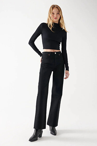 WODDİ بنطلون نسائي من مورينا روز بخصر عالٍ أرجل واسعة فضفاض وواسع ومريح قماش ...