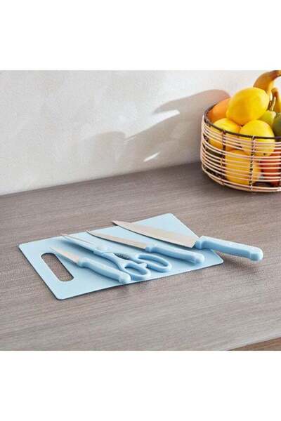 Generic Rogers 5-Piece Knives with Scissors and Chopping Board Set 28.5 x 0.5...