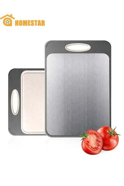 Generic Double-Side Cutting Board, Stainless Steel and Food-Grade Rice Husk F...