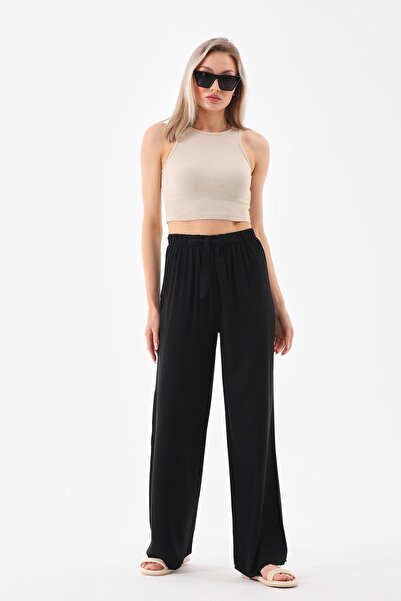 charamela Women's Elastic Waist Viscose Fabric Comfortable Fit Palazzo Pants -