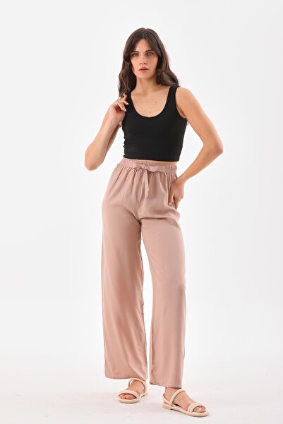 charamela Women's Elastic Waist Viscose Fabric Comfortable Fit Palazzo Pants -