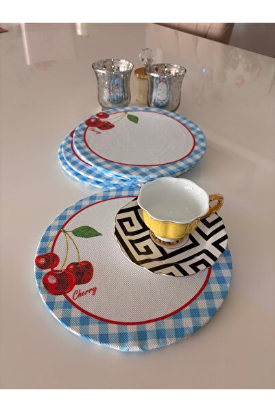 Ayd Home 4-Piece Cherry Wood Coffee Tray 20 cm Wooden Presentation Tableware Christmas