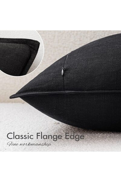 OEM Set of 2 EMEMA decorative covers, linen and cotton, 45 x 45 cm, black