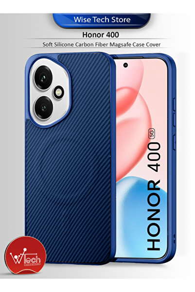 Wtech غطاء حماية خلفي من ألياف الكربون والسيليكون الناعم لهاتف Honor 400 5G 2025