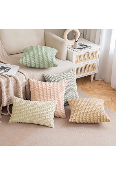 OEM Set of 2 EMEMA decorative covers, Velvet, 45 x 45 cm, Light gray