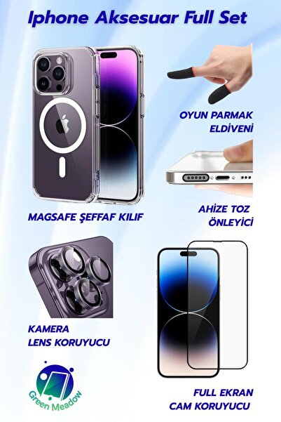 Green Meadow Iphone 15 Uyumlu Aksesuar Set Magsafe Kılıf+Lens Koruyucu+Ekran ...