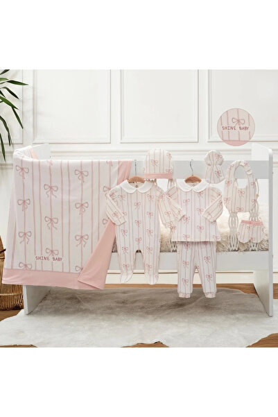 Momercy Babbi Bow-Tie Striped Peter Pan collar Baby Girl Hospital Release