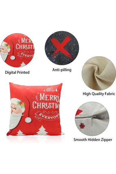 OEM Set of 4 Derbway pillowcases, Christmas theme, 45 x 45 cm, cotton blend, multicolored