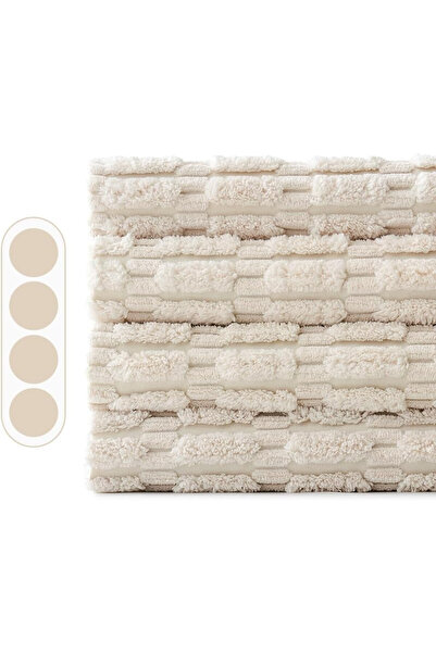 OEM Set of 4 EMEMA decorative covers, Velvet, 40 x 40 cm, Cream color