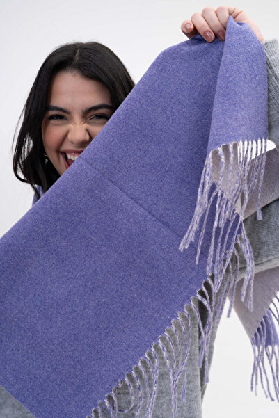 HERCHES Double-Sided Wool Winter Scarf - Lilac