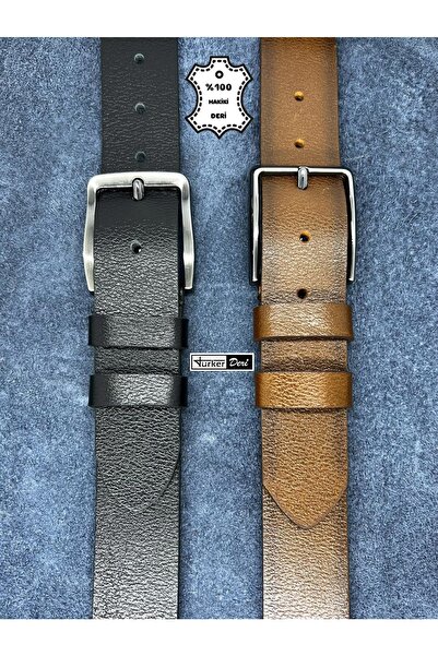 Türker DERİ Set of 2 100% Genuine Leather Men's Jeans Belt 4cm Buffalo Leather
