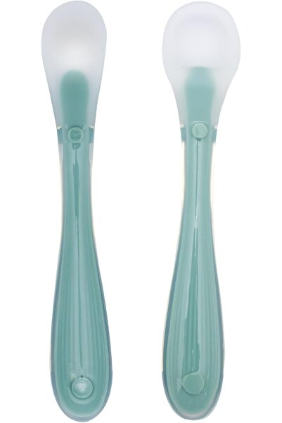 Moon مجموعة ملاعق تغذية الأطفال المصنوعة من السيليكون - عبوة من قطعتين (أزرق)