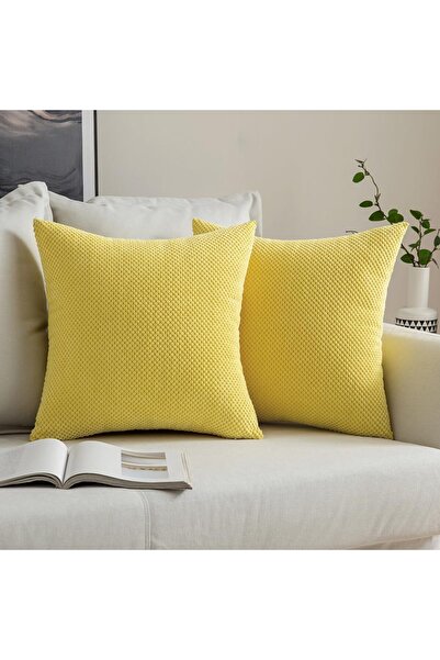 OEM Set of 2 MIULEE pillowcases, 50x50 cm, polyester, decorative, zipper, yellow