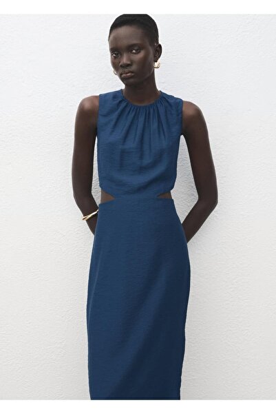 MANGO Woman Kırışık görünümlü cut-out detaylı elbise