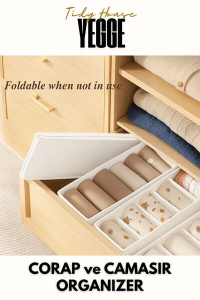 YEGGE White Drawer and Cabinet Organizer, Shelf Organizer, Socks and Laundry Organizer Box