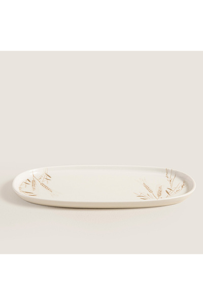 Chakra Spiga Oval Kayık Tabak 30 CM Natural