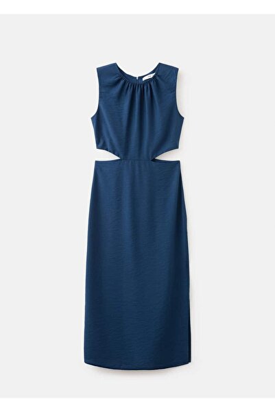 MANGO Woman Kırışık görünümlü cut-out detaylı elbise