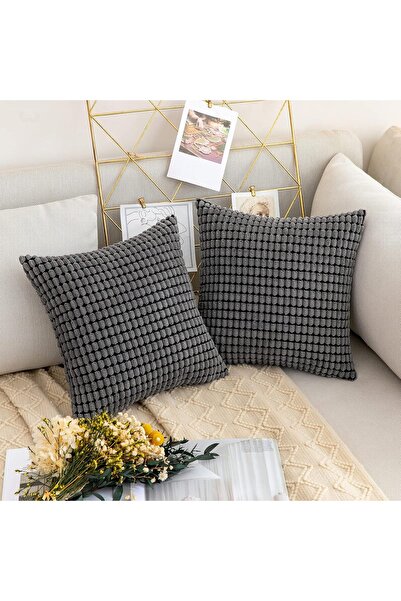 OEM Set of 2 MIULEE pillowcases, 30x30 cm, polyester, decorative, zipper, dark gray