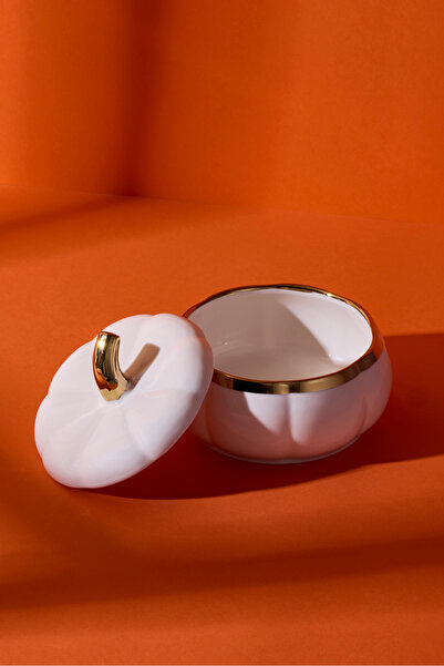 Perotti Pumpkin Porcelain Storage Container with Lid 11.6X11.6X5 cm