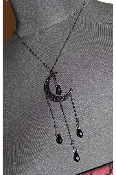 Mournbelle Gotik Ay Şekilli Shadow Crescent Kolye
