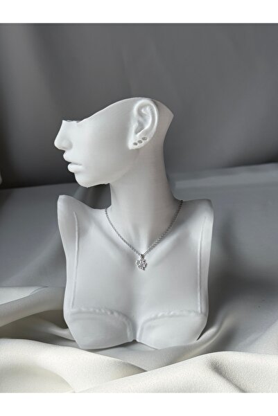 NB STEELORA قلادة حجر الزركون فضية 45 سم