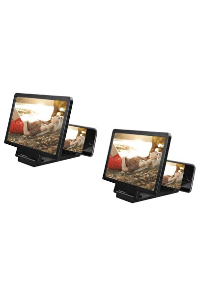 MRG Set of 2x MF1 Phone Magnifier, 8 inch, Foldable, 3D Effect, Black