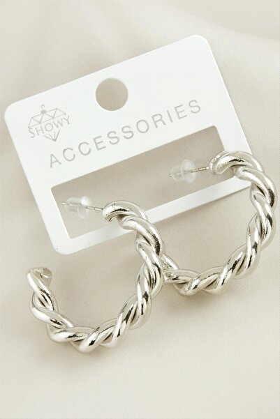 ZERO LAND Nrzsnt Twisted Trend Ring Metal (213609) Earring-Silver Color