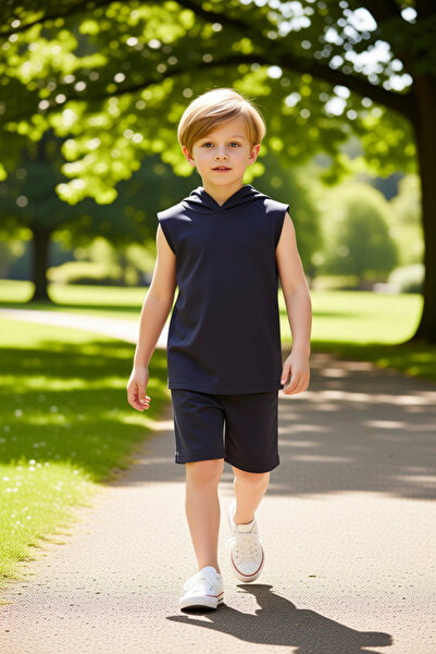 PayBuy Boys' Hooded Sleeveless Tank Top and Shorts Set Comfortable Casual Wear Quality Stylish Comfortable