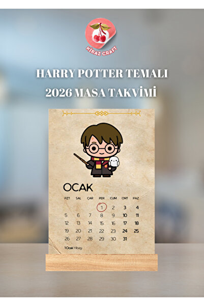 Kiraz Craft Harry Potter Temalı 2026 Masa Takvimi Ahşap Standlı Calender